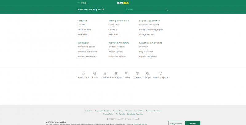 Bet365 (Bet365) букмекерская контора - Служба поддержки на официальном сайте